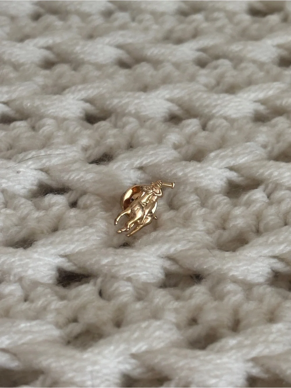 14K Gold Polo Ralph Lauren Lapel Pony/Rider Pin Tie Equestrian Jewelry RARE FIND